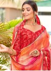 Cream and Rose Pink Faux Georgette Designer Traditional Saree - 1