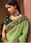 Embroidered Work Bottle Green and Mint Green Designer Contemporary Style Saree - 2