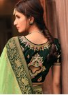 Embroidered Work Bottle Green and Mint Green Designer Contemporary Style Saree - 1