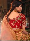Peach and Red Traditional Designer Saree - 2