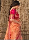 Woven Work Peach and Rose Pink Designer Contemporary Style Saree - 2