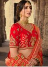 Peach and Red Woven Work Designer Traditional Saree - 2