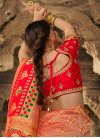Peach and Red Woven Work Designer Traditional Saree - 1