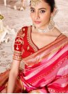Woven Work Hot Pink and Red Designer Traditional Saree - 1