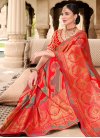 Grey and Red Embroidered Work Contemporary Style Saree - 3