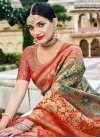 Olive and Red Traditional Designer Saree For Party - 1