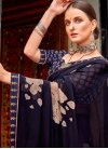 Lace Work Faux Georgette Designer Contemporary Style Saree For Ceremonial - 1
