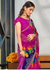 Navy Blue and Rose Pink Faux Georgette Designer Traditional Saree For Casual - 1