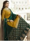Green and Mustard Embroidered Work Kameez Style Lehenga - 1