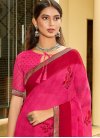 Digital Print Work Faux Georgette Red and Rose Pink Designer Contemporary Style Saree - 1
