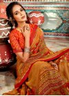 Mustard and Red Abstract Print Work Trendy Classic Saree - 1
