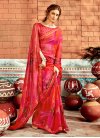 Orange and Rose Pink Abstract Print Work Designer Contemporary Style Saree - 1