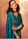 Abstract Print Work Faux Chiffon Designer Contemporary Style Saree - 1