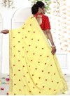 Red and Yellow Lace Work Traditional Saree - 2