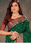 Bottle Green and Red Traditional Designer Saree - 1