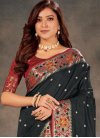 Black and Red Designer Traditional Saree - 1