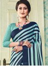 Navy Blue and Turquoise Stone Work Traditional Designer Saree - 1