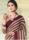Faux Chiffon Beige and Maroon Designer Contemporary Style Saree - 1