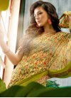 Olive and Yellow Lace Work Designer Contemporary Style Saree - 1