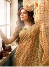 Beige and Brown Faux Chiffon Designer Traditional Saree - 1