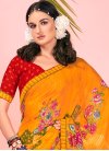Faux Georgette Lace Work Designer Contemporary Style Saree - 1