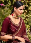 Brown and Maroon Silk Blend Trendy Classic Saree - 1