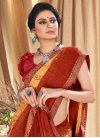 Faux Georgette Cream and Red Trendy Classic Saree - 1