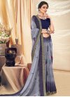Grey and Purple Faux Georgette Designer Contemporary Style Saree - 1