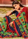 Maroon and Navy Blue Lace Work Traditional Designer Saree - 1