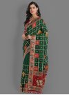 Embroidered Work Green and Red Trendy Classic Saree - 1