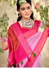 Linen Mauve and Rose Pink Print Work Trendy Classic Saree - 1