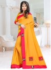 Lace Work Mustard and Rose Pink Classic Saree - 1