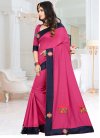 Lace Work Navy Blue and Rose Pink Contemporary Saree - 1