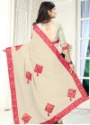 Off White and Rose Pink Lace Work Contemporary Style Saree - 2