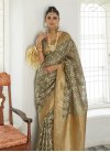 Beige and Olive Woven Work Designer Contemporary Saree - 4