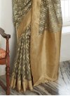 Beige and Olive Woven Work Designer Contemporary Saree - 1