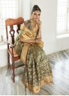 Beige and Olive Woven Work Designer Contemporary Saree - 2