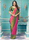 Bottle Green and Rose Pink Contemporary Style Saree - 1