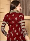 Energetic Embroidered Work Crimson Long Length Suit - 1
