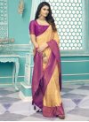 Art Silk Woven Work Gold and Purple Designer Contemporary Saree - 1