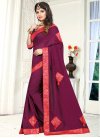 Crimson and Rose Pink Lace Work Traditional Saree - 1