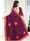 Crimson and Rose Pink Lace Work Traditional Saree - 2