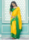 Woven Work Green and Yellow Designer Contemporary Saree - 1