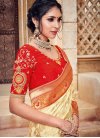 Embroidered Work Coral and Cream Contemporary Saree - 2