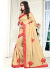 Beige and Rose Pink Lace Work Contemporary Style Saree - 1