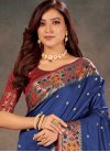 Navy Blue and Red Traditional Designer Saree For Festival - 1