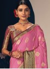 Hot Pink and Wine Contemporary Style Saree For Ceremonial - 1