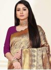 Gold and Purple Woven Work Contemporary Style Saree - 1