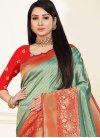 Woven Work Red and Sea Green Designer Contemporary Style Saree - 1