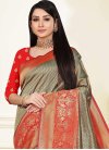Black and Gold Woven Work Contemporary Style Saree - 1